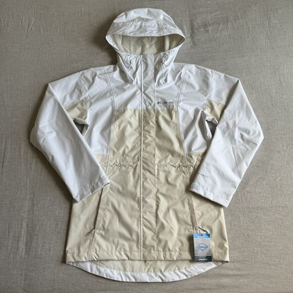 Columbia Jackets & Blazers - [WOMENS Small] Columbia Hikebound Long Jacket Tan White S Waterproof Lightweight